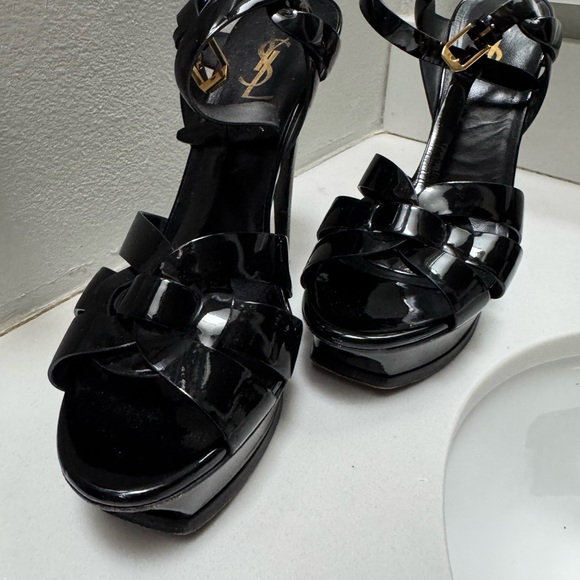 YSL Tribute 120 Patent Leather Platform Sandals - Picture 7 of 7
